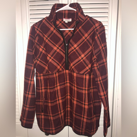 Plaid 1/4 zip pullover lightweight jacket/top size large - Picture 1 of 3